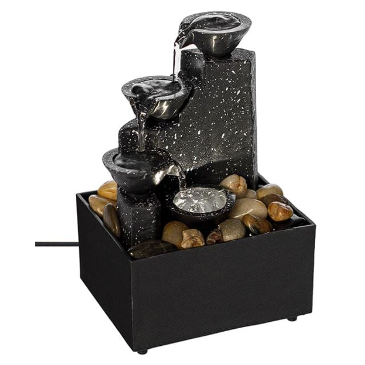 Fantana Decorativa de Interior cu LED si Pietre Naturale – Mini Cascada Zen, Relaxare si Feng Shui