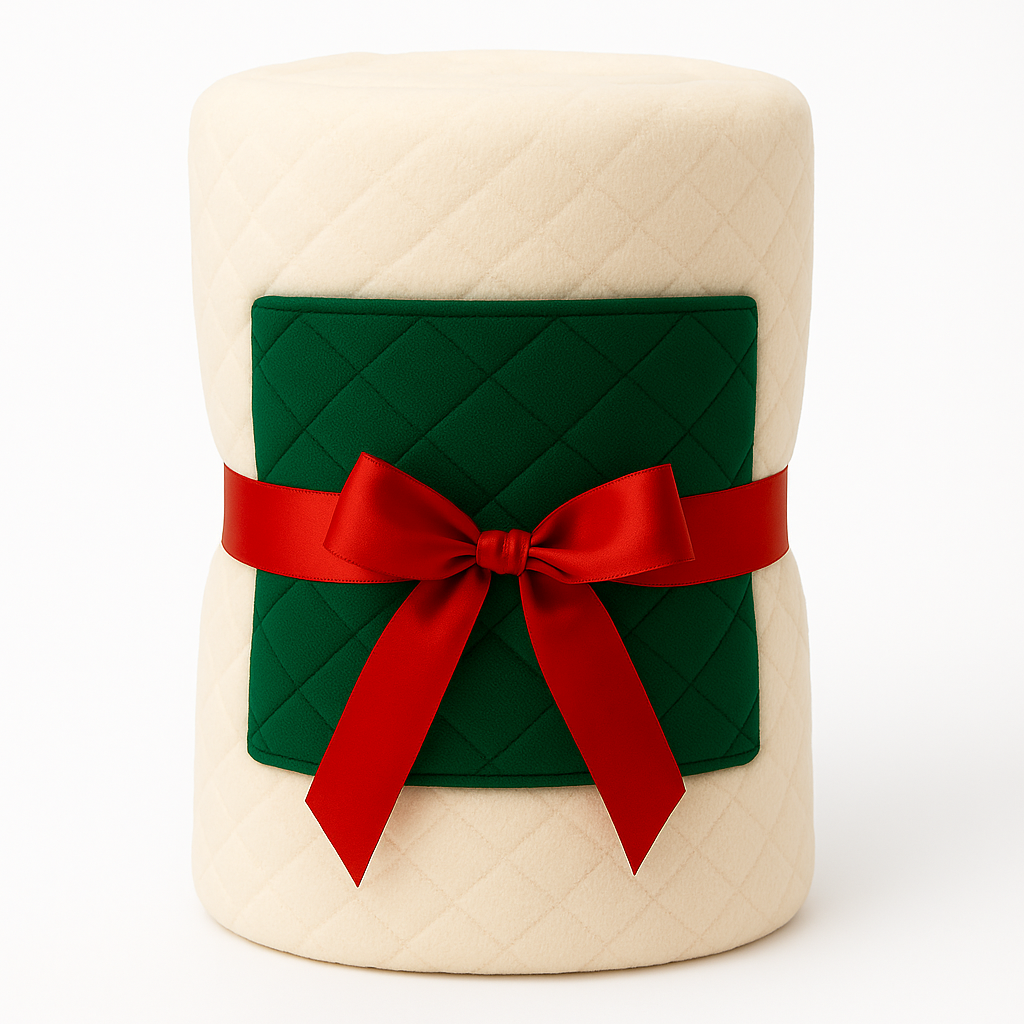 Set Patura Catifelata Ecru cu Model Impletit 220x150cm si fata de perna decorativa