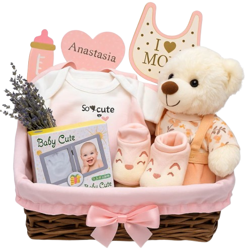 Cosulet cadou pentru nou-nascut, fetita