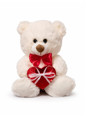 Ursulet de plus alb cu inima rosie 22 cm – Cadoul perfect pentru persoana iubita